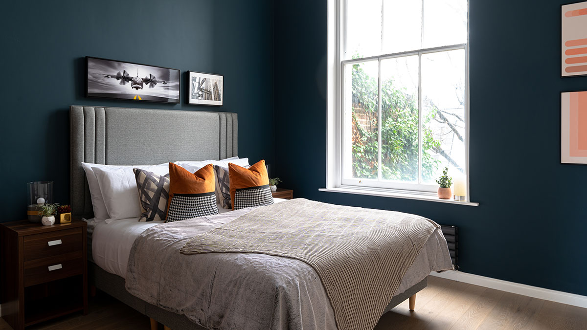Contemporary furnished bedroom prepared for Dubai property handovers with premium styling to attract quality tenants.