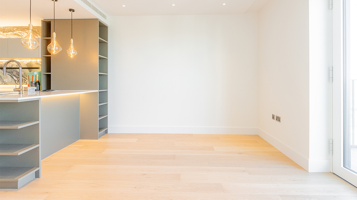 Unfurnished apartment before home staging and furniture installation during the Dubai property handover process.