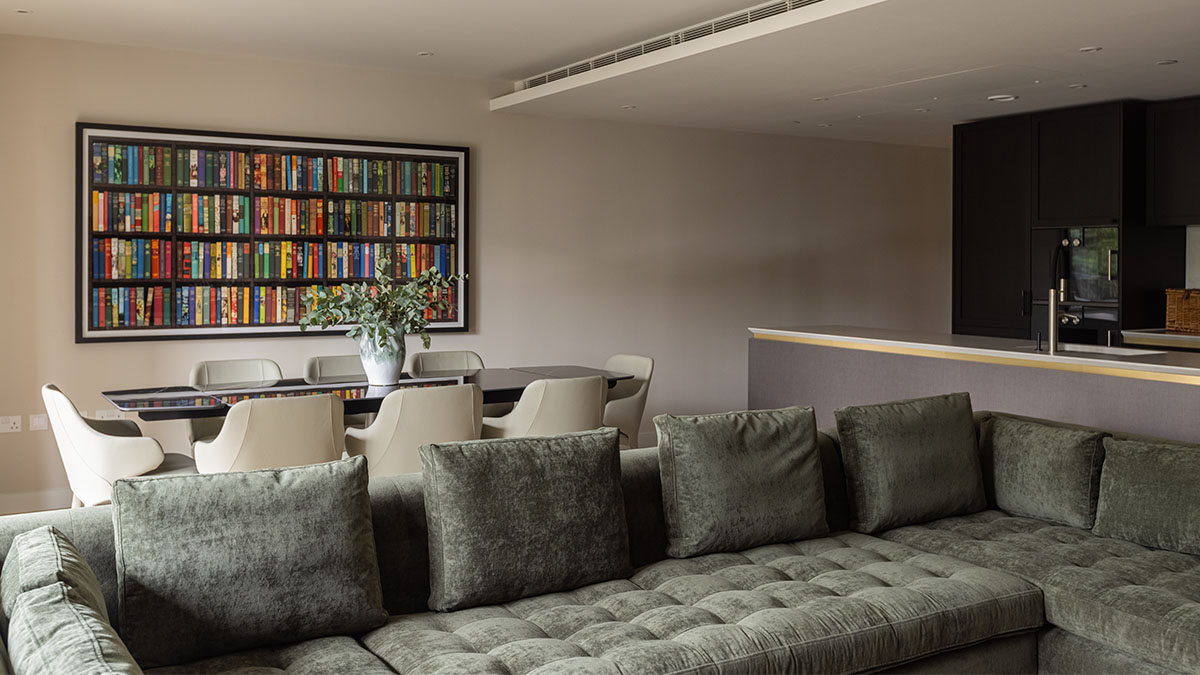 Spacious furnished living and dining area designed to maximise rental appeal for Dubai property investors.