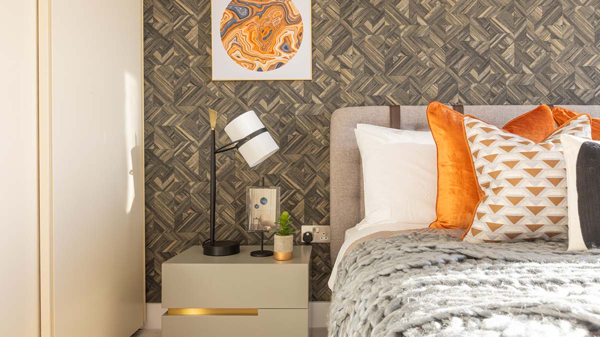 Elegant master bedroom furnishing at Vida Residences Dubai Marina apartment