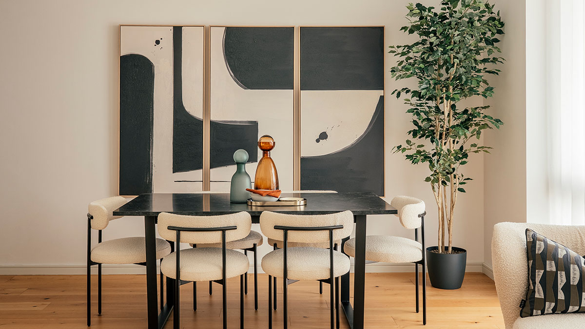 Dubai rental apartment with coordinated dining and bedroom furnishing for long stay tenants