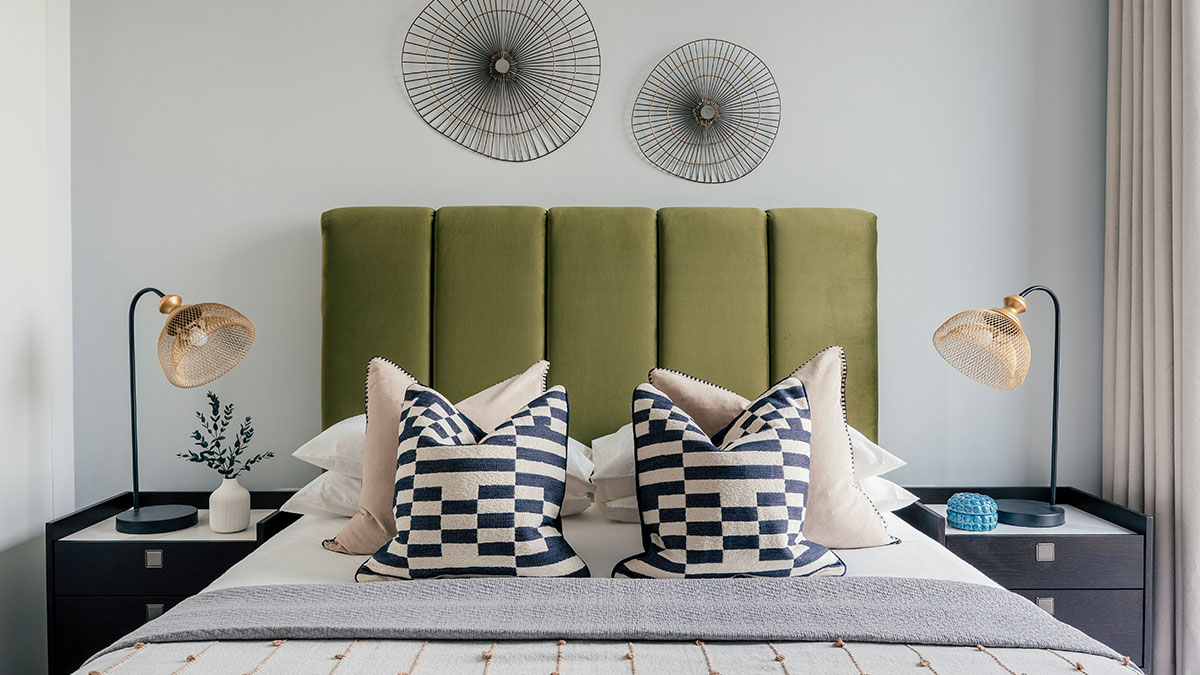 Elegant master bedroom furnishing at Vida Residences Dubai Marina apartment